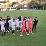 Auckland FC Reserves players celebrating their win against Auckland City FC in front of The Port - Orcland FC