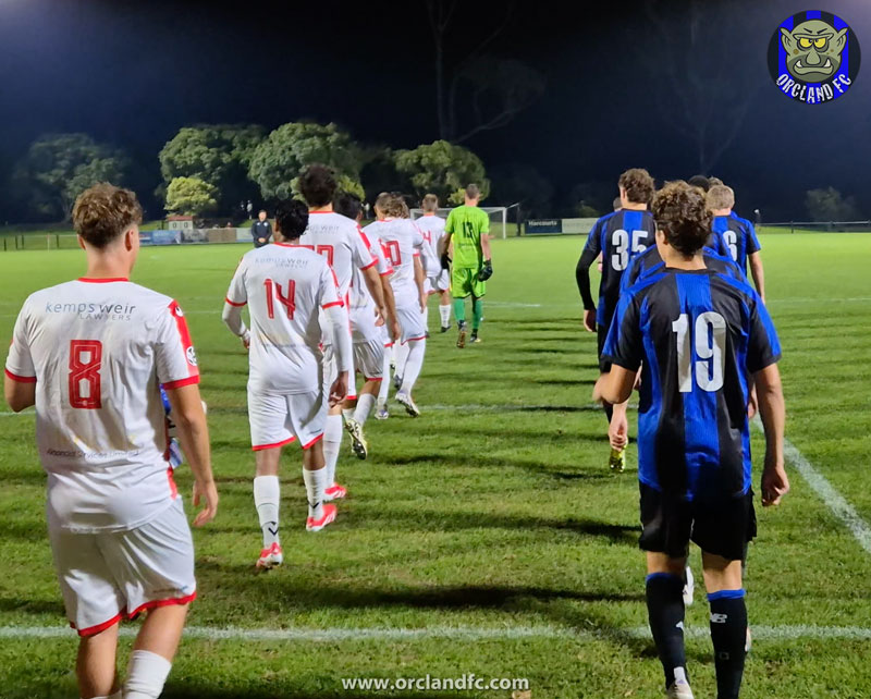 Birkenhead United AFC vs. Auckland FC Reserves Players coming onto the pitch - Orcland FC