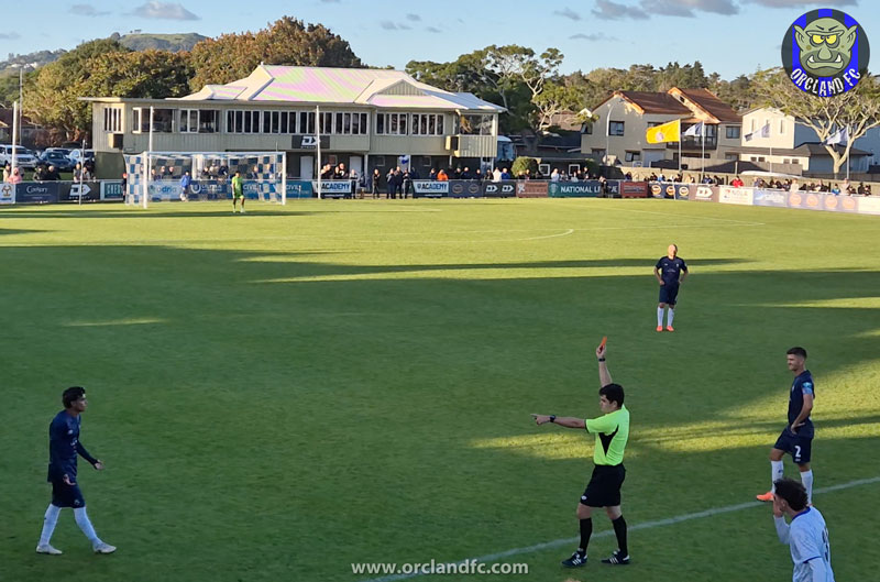 Red card for Jerson Lagos (Auckland City FC player) in the game against Auckland FC Reserves in May 2025 - Orcland FC