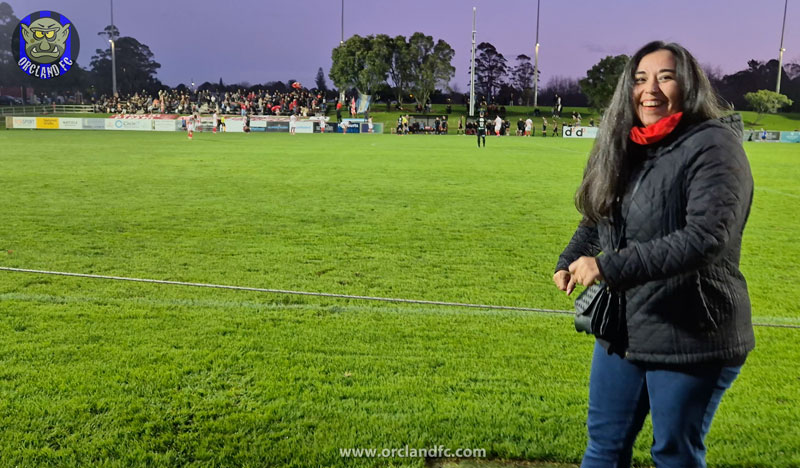 Ange Chile was dancing to the music by La Banda Del Pipazo - Birkenhead United vs. Waiheke United - Chatham Cup 2025
