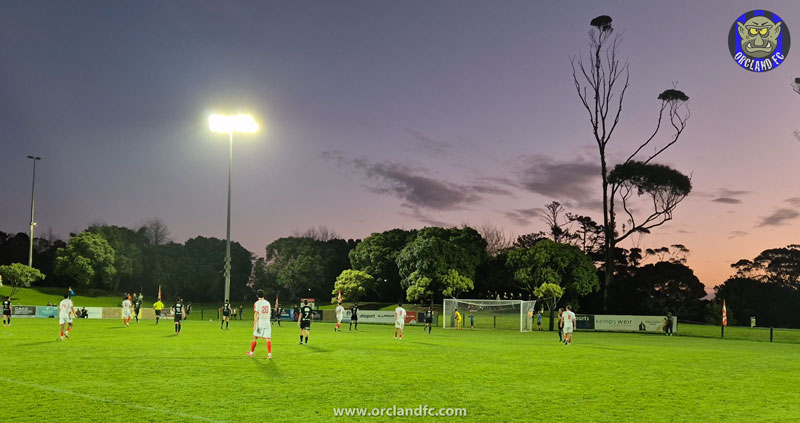 Playing football at sunset - Birkenhead United vs. Waiheke United - Chatham Cup 2025