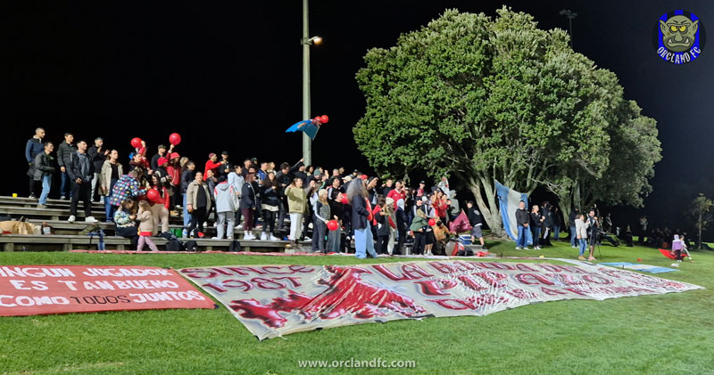 La Banda Del Pipazo supporting their team Waiheke United - Birkenhead United AFC vs. Waiheke United AFC - Chatham Cup 2025 - Orcland FC