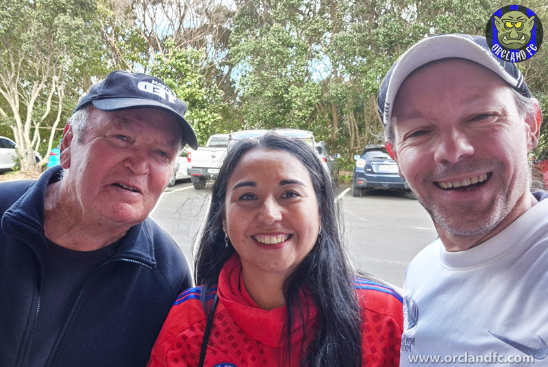 Rob and Ange with Sir Graham Henry, ex All Blacks Coach and winner of the Rugby World Cup | Battle of the Boots 2025 - MS Auckland | Orcland FC