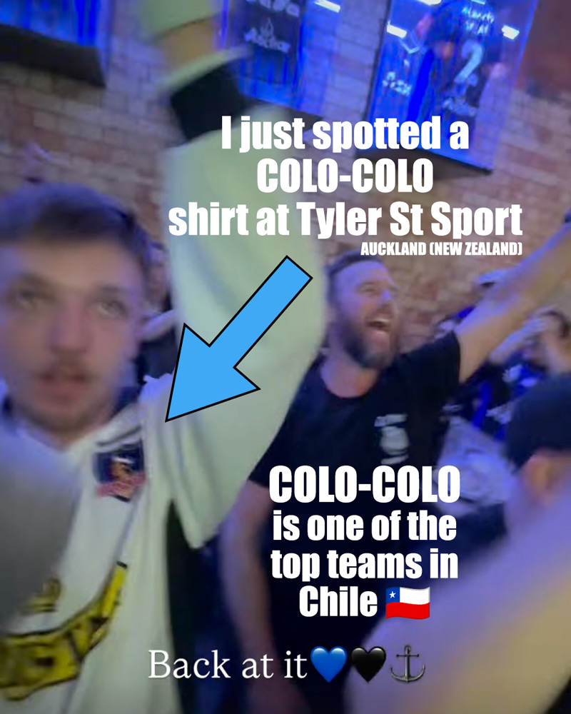 A Colo-Colo shirt seen at Tyler St Sport Bar in Auckland, New Zealand - Orcland FC