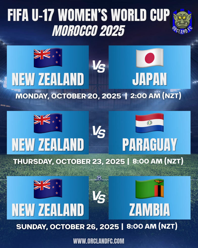 New Zealand Fixtures - FIFA U-17 Women's World Cup 2025 in Morocco | Orcland FC