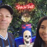 Rob and Ange with Auckland FC Halloween decorations at the Black Knight Club