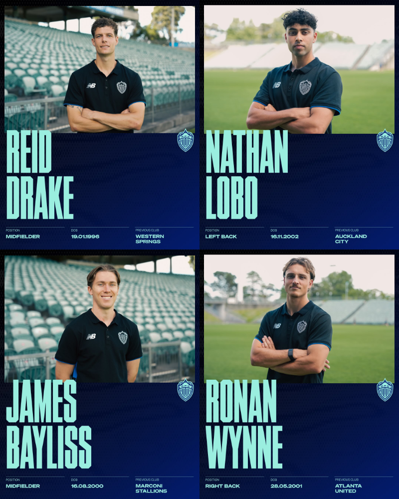 Reid Drake, Nathan Lobo, James Bayliss, Ronan Wynne - New Auckland FC players confirmed for the OFC Pro League 2026 | Orcland FC