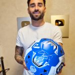 Felipe Gallegos, A-League Champion, with a signed Auckland FC Football - Orcland FC Giveaway