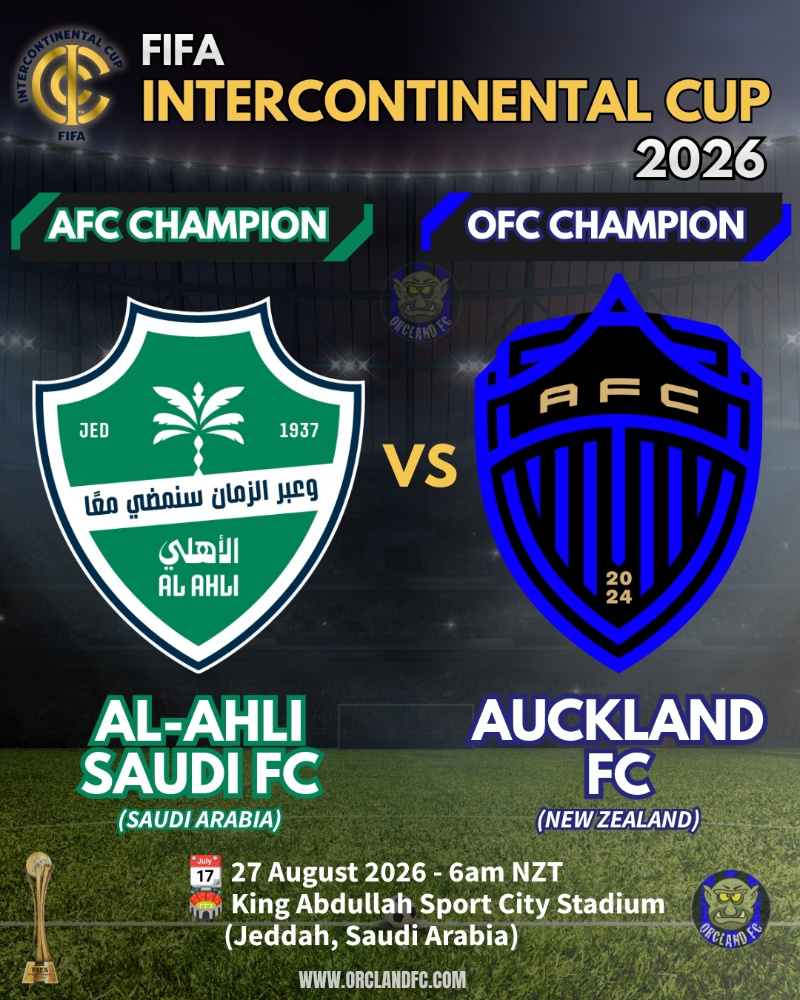 Al-Ahli Saudi FC vs Auckland FC FIFA Intercontinental Cup 2026 - AFC Champion vs OFC Champion August 2026 - Orcland FC
