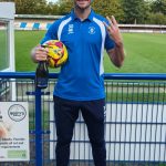 Tommy Smith celebrating his first every hat-trick after the match between Bury Town vs Leiston - Orcland Football